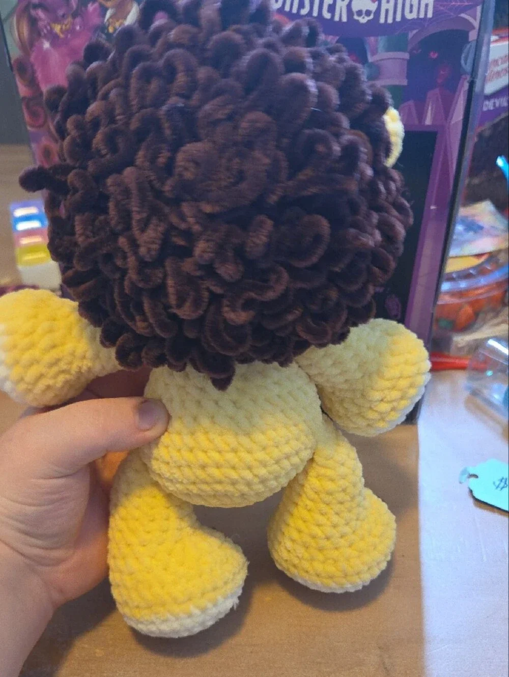 Plush Yellow & Brown Lion Stuffed Toy - Soft Crochet Plush for Kids